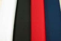 Fine-twill diagonally woven pant fabric in white, black, red, navy