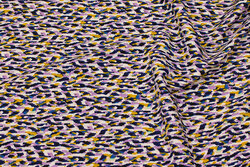 Light polyester stretch-crepe in off-white, purple, yellow