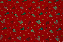 Red christmas-cotton with ca. 4 cm trees