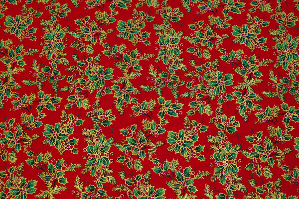 Red christmas-cotton with holly