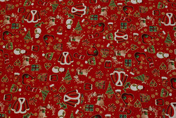 Red christmas-cotton with small motifs