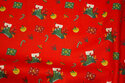 Red christmas-cotton with socks and presents